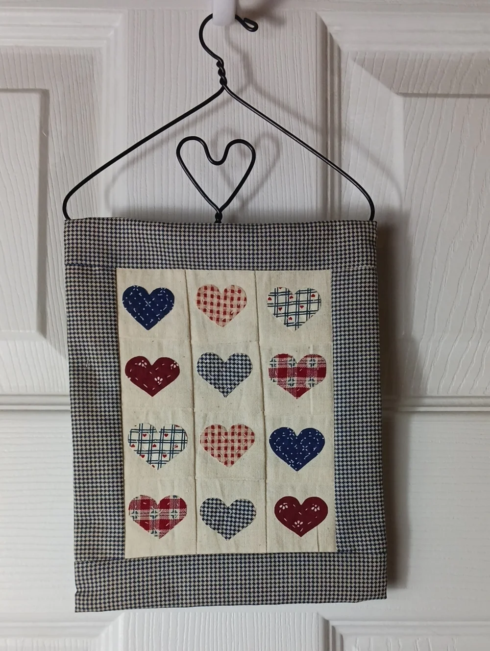 Country Farmhouse Heart Mini Quilt Wall Hanging Decor Patchwork Rustic Cottage